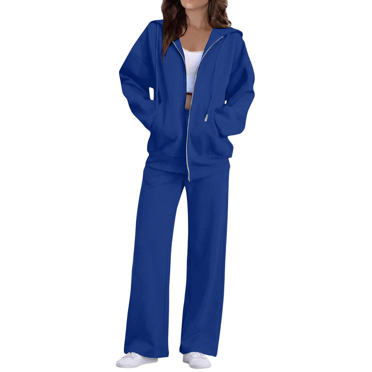 Sweatsuits Women 2 Piece Outfit Zip Up Hoodie and Sweatpants Set Fall Long Sleeve Tracksuit and Wide Leg Sweatpants
