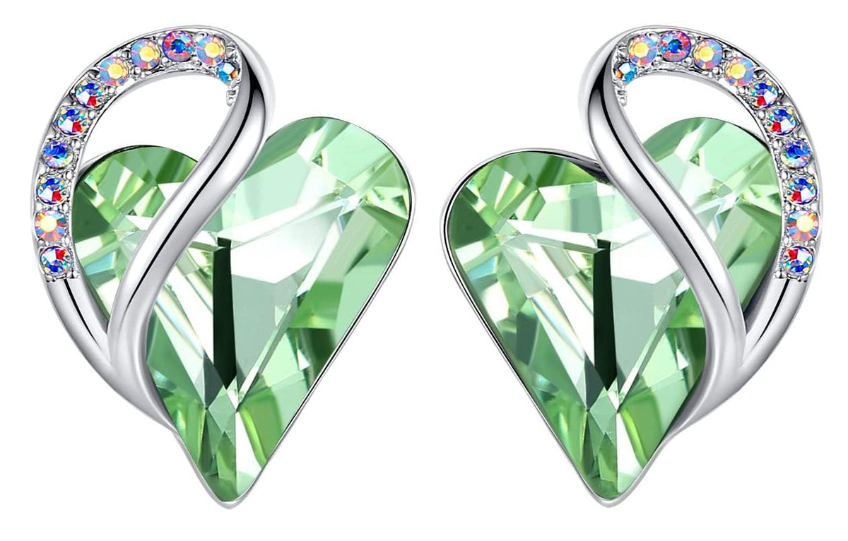 Leafael Infinity Love Heart Stud Earrings for Women, Birthstone and Healing Stone, Gifts for Mom, Wife, and Her, Silver Plated