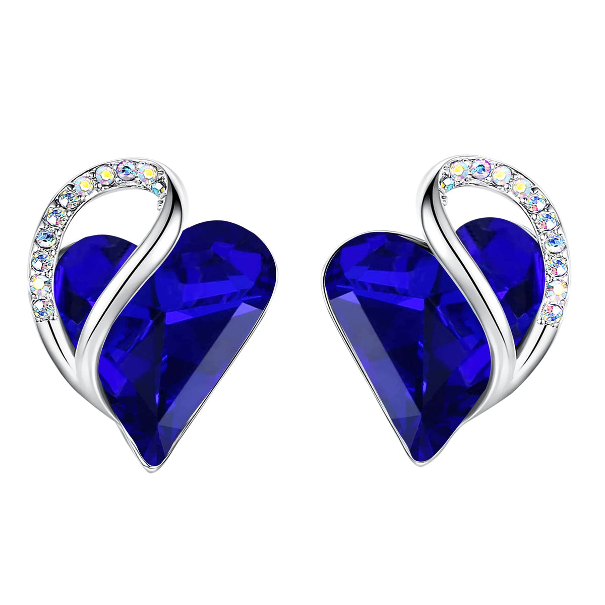 Leafael Infinity Love Heart Stud Earrings for Women, Birthstone and Healing Stone, Gifts for Mom, Wife, and Her, Silver Plated