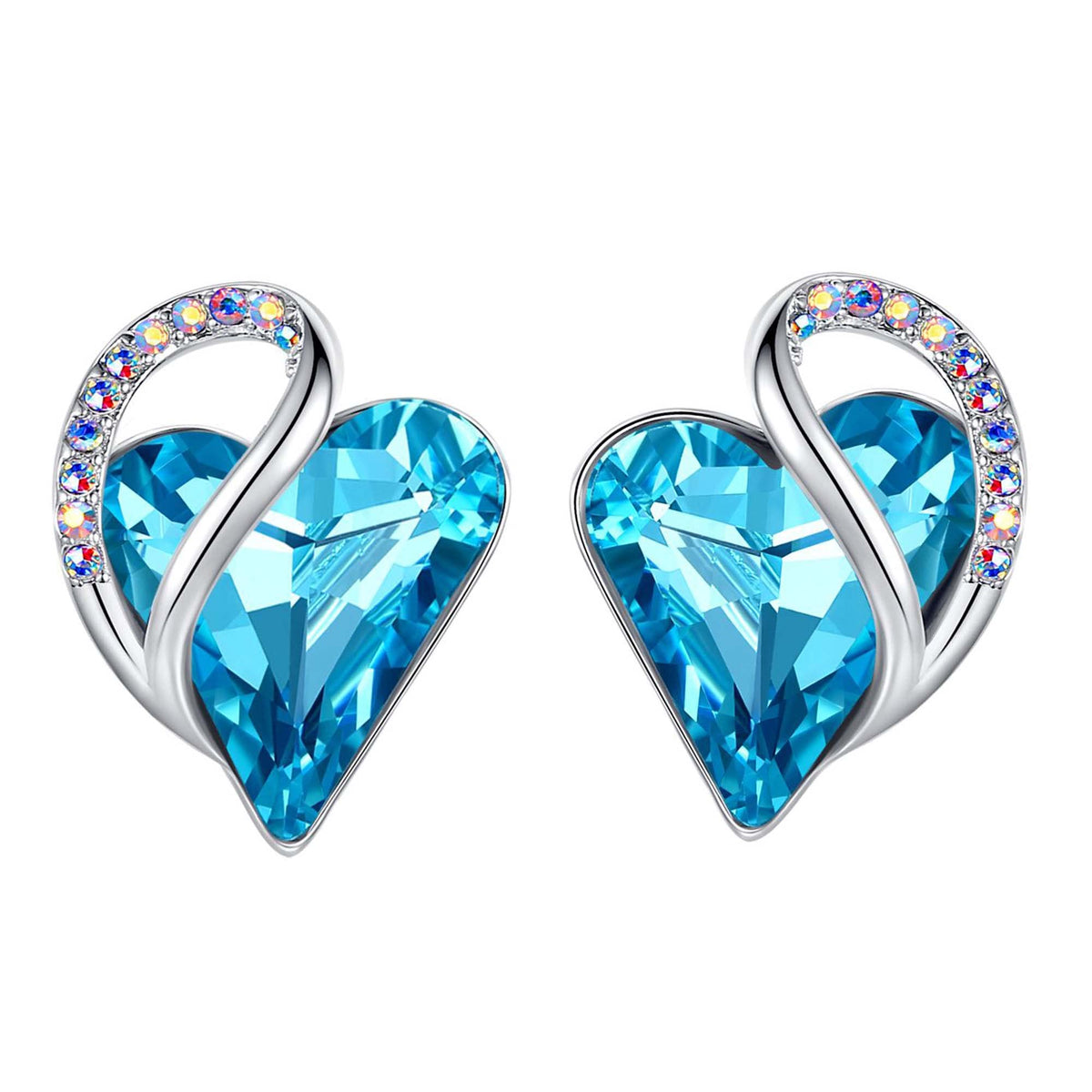 Leafael Infinity Love Heart Stud Earrings for Women, Birthstone and Healing Stone, Gifts for Mom, Wife, and Her, Silver Plated