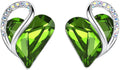 Leafael Infinity Love Heart Stud Earrings for Women, Birthstone and Healing Stone, Gifts for Mom, Wife, and Her, Silver Plated
