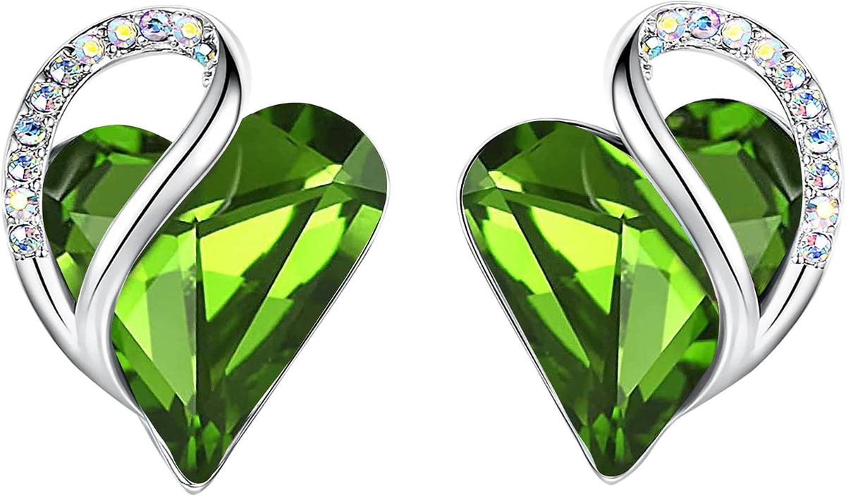 Leafael Infinity Love Heart Stud Earrings for Women, Birthstone and Healing Stone, Gifts for Mom, Wife, and Her, Silver Plated
