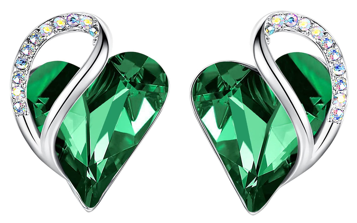 Leafael Infinity Love Heart Stud Earrings for Women, Birthstone and Healing Stone, Gifts for Mom, Wife, and Her, Silver Plated