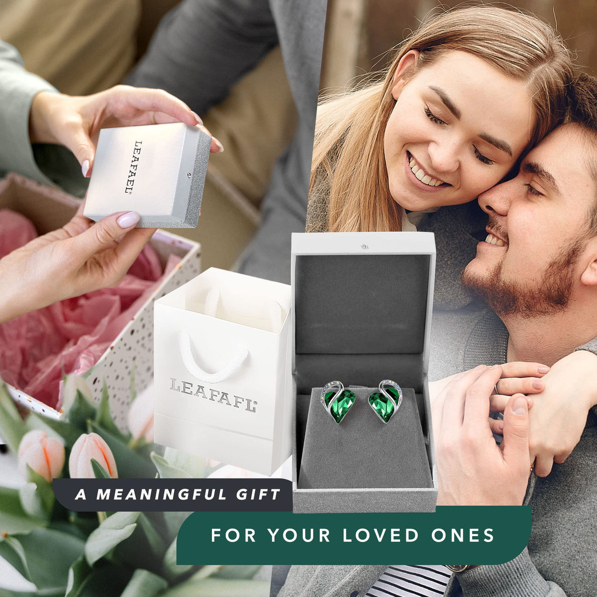 Leafael Infinity Love Heart Stud Earrings for Women, Birthstone and Healing Stone, Gifts for Mom, Wife, and Her, Silver Plated