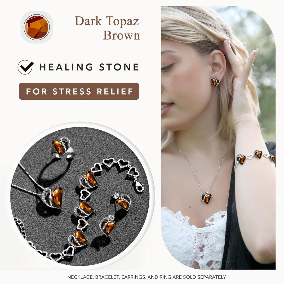 Leafael Infinity Love Heart Stud Earrings for Women, Birthstone and Healing Stone, Gifts for Mom, Wife, and Her, Silver Plated