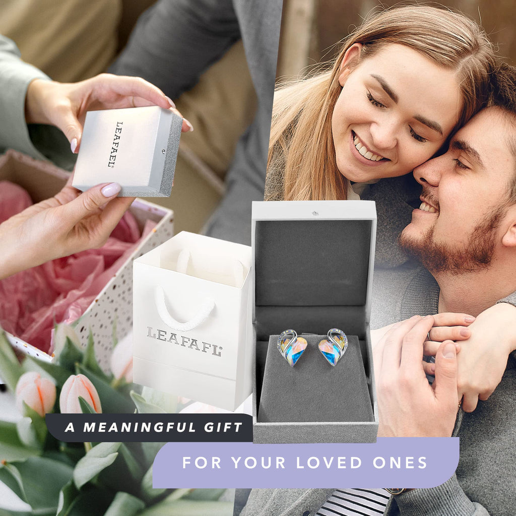 Leafael Infinity Love Heart Stud Earrings for Women, Birthstone and Healing Stone, Gifts for Mom, Wife, and Her, Silver Plated