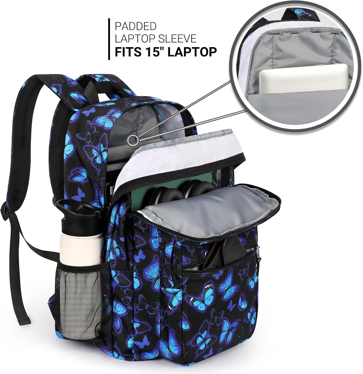 ZORFIN 26L Backpack for College, and Travel: Water Resistant Bookbag