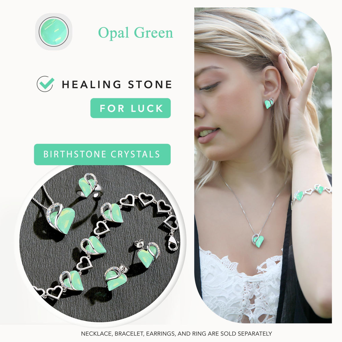 Leafael Infinity Love Heart Stud Earrings for Women, Birthstone and Healing Stone, Gifts for Mom, Wife, and Her, Silver Plated