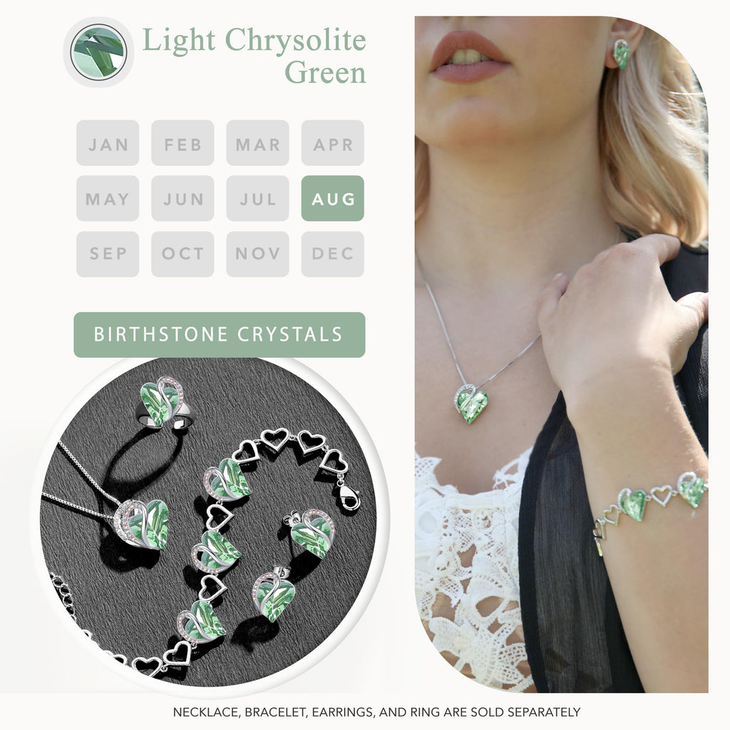 Leafael Infinity Love Heart Stud Earrings for Women, Birthstone and Healing Stone, Gifts for Mom, Wife, and Her, Silver Plated