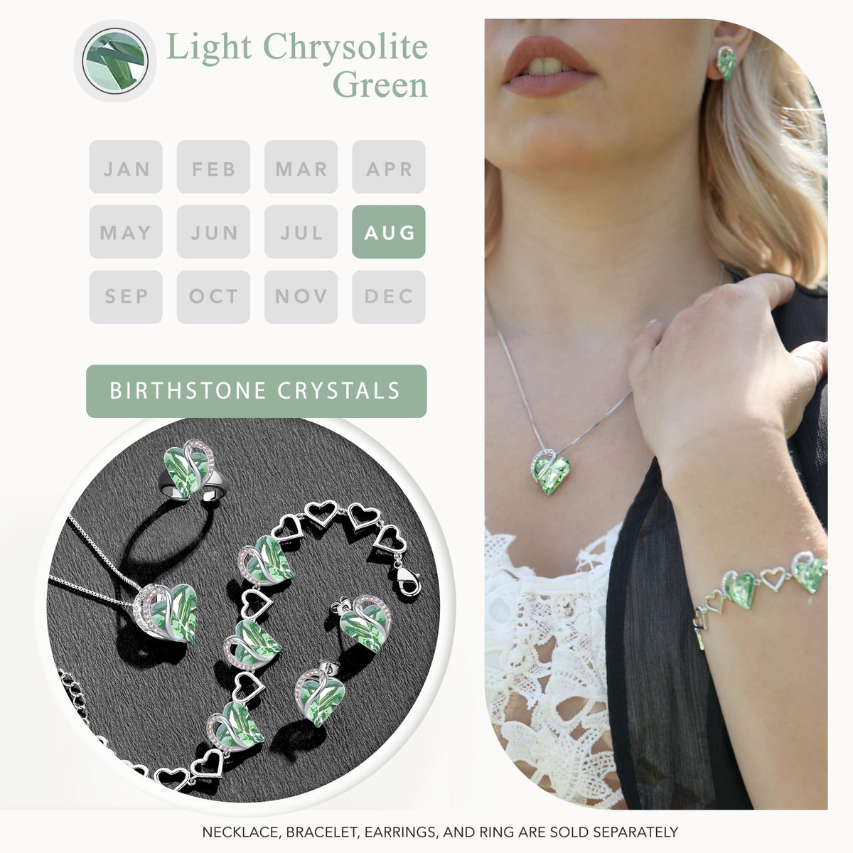 Leafael Infinity Love Heart Stud Earrings for Women, Birthstone and Healing Stone, Gifts for Mom, Wife, and Her, Silver Plated