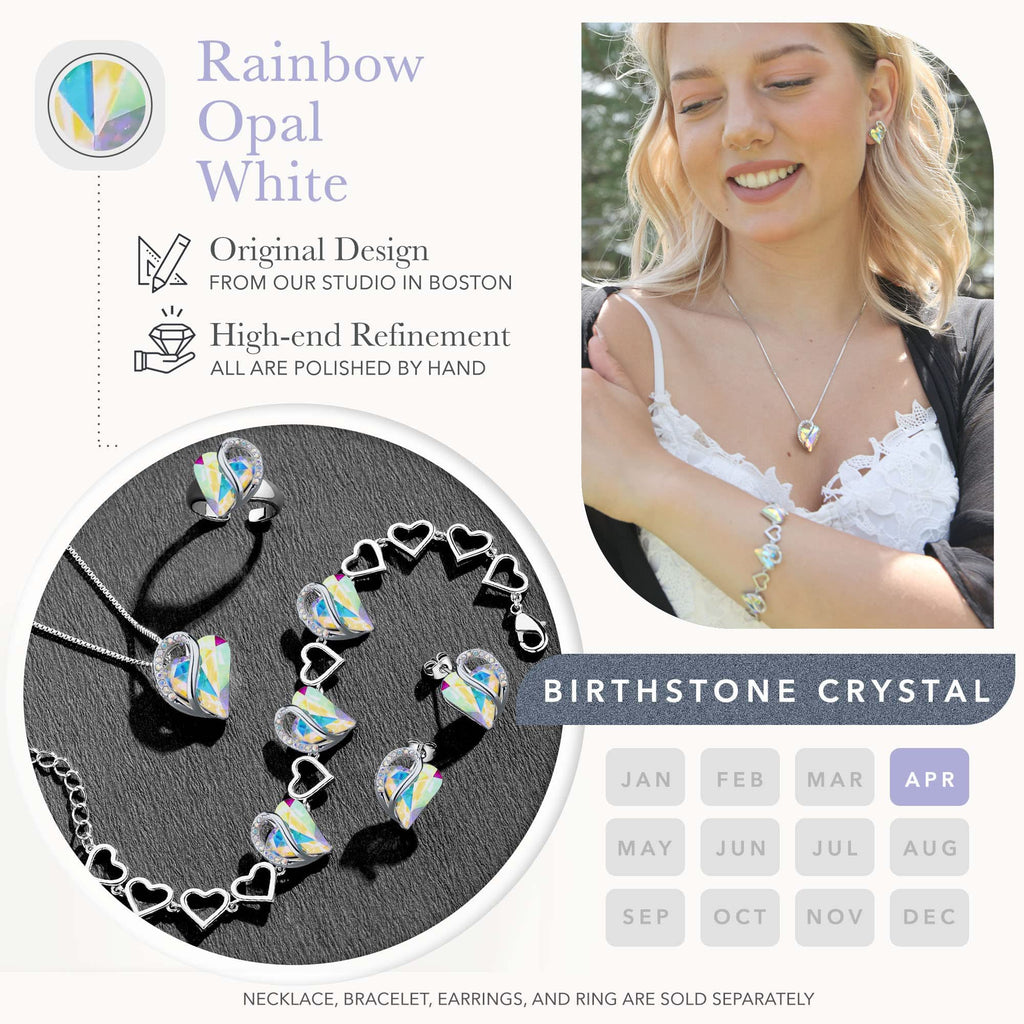 Leafael Infinity Love Heart Stud Earrings for Women, Birthstone and Healing Stone, Gifts for Mom, Wife, and Her, Silver Plated