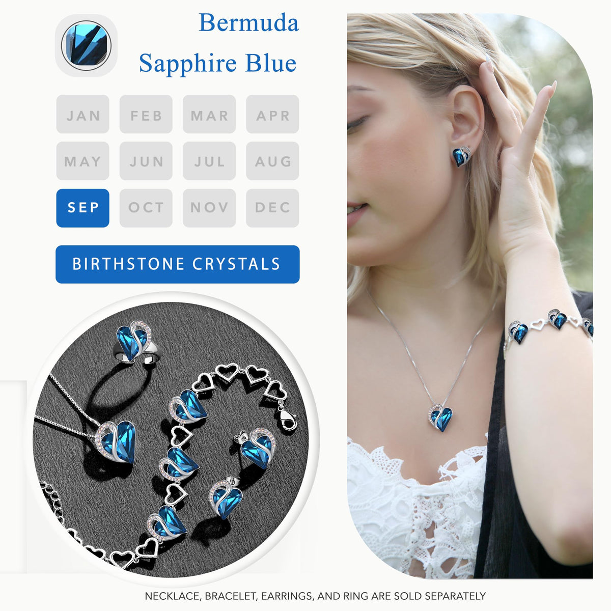Leafael Infinity Love Heart Stud Earrings for Women, Birthstone and Healing Stone, Gifts for Mom, Wife, and Her, Silver Plated