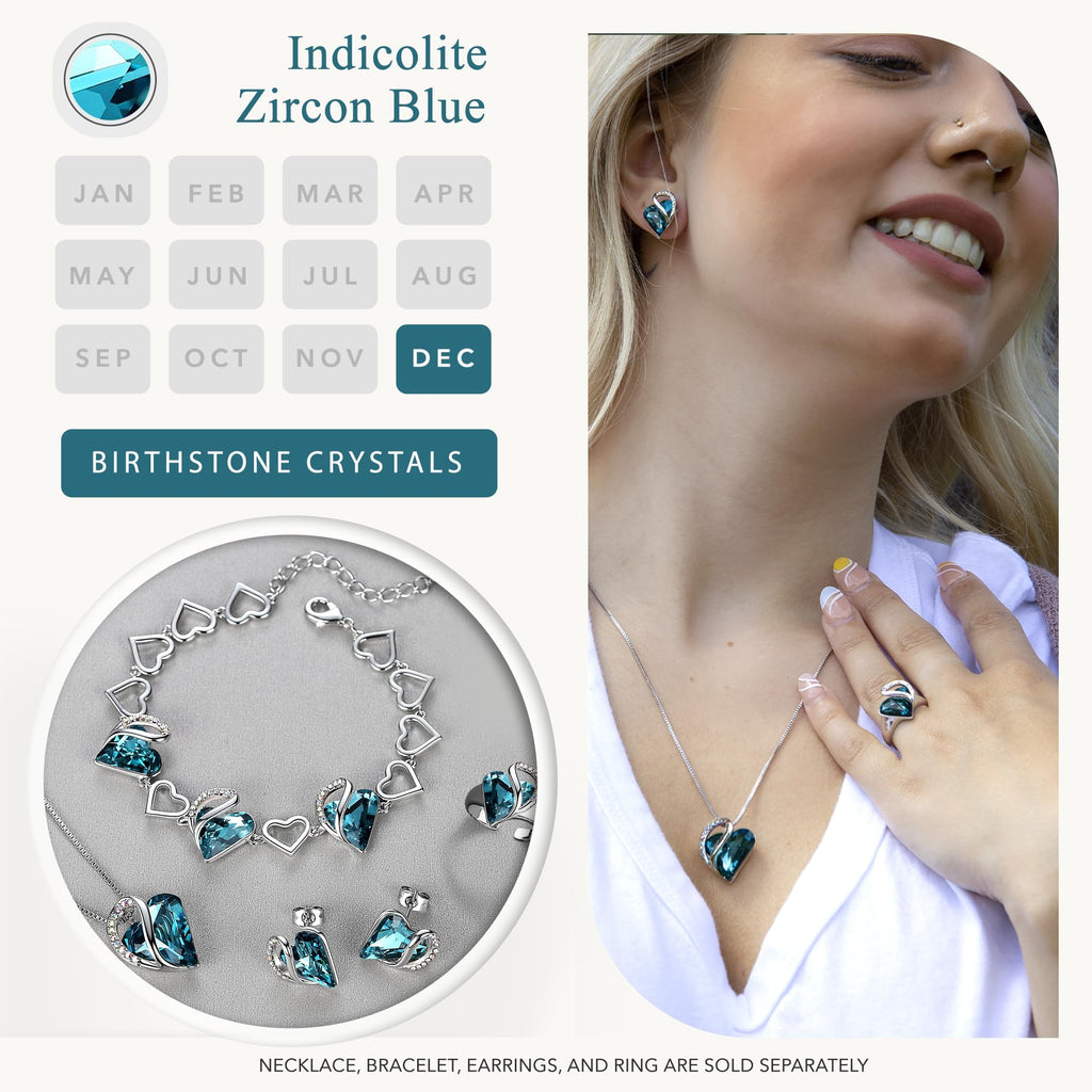 Leafael Infinity Love Heart Stud Earrings for Women, Birthstone and Healing Stone, Gifts for Mom, Wife, and Her, Silver Plated