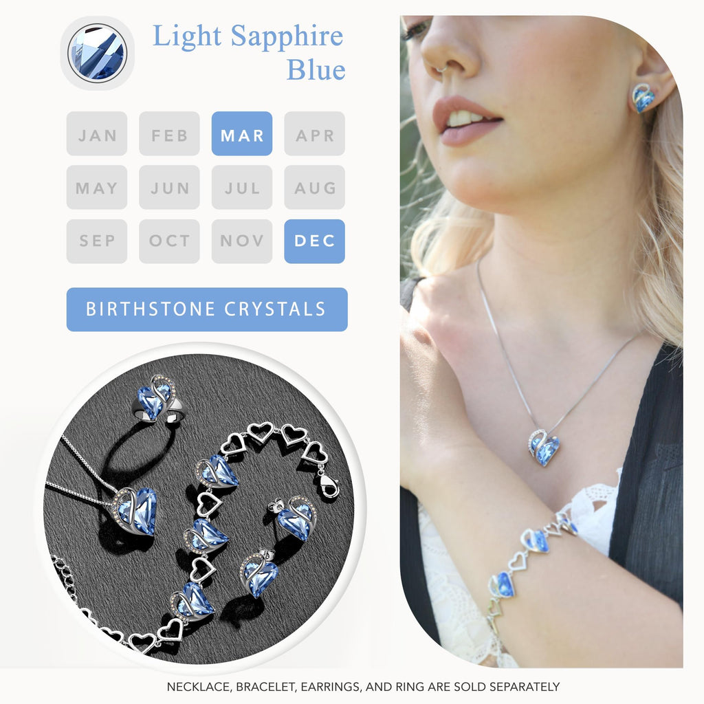 Leafael Infinity Love Heart Stud Earrings for Women, Birthstone and Healing Stone, Gifts for Mom, Wife, and Her, Silver Plated