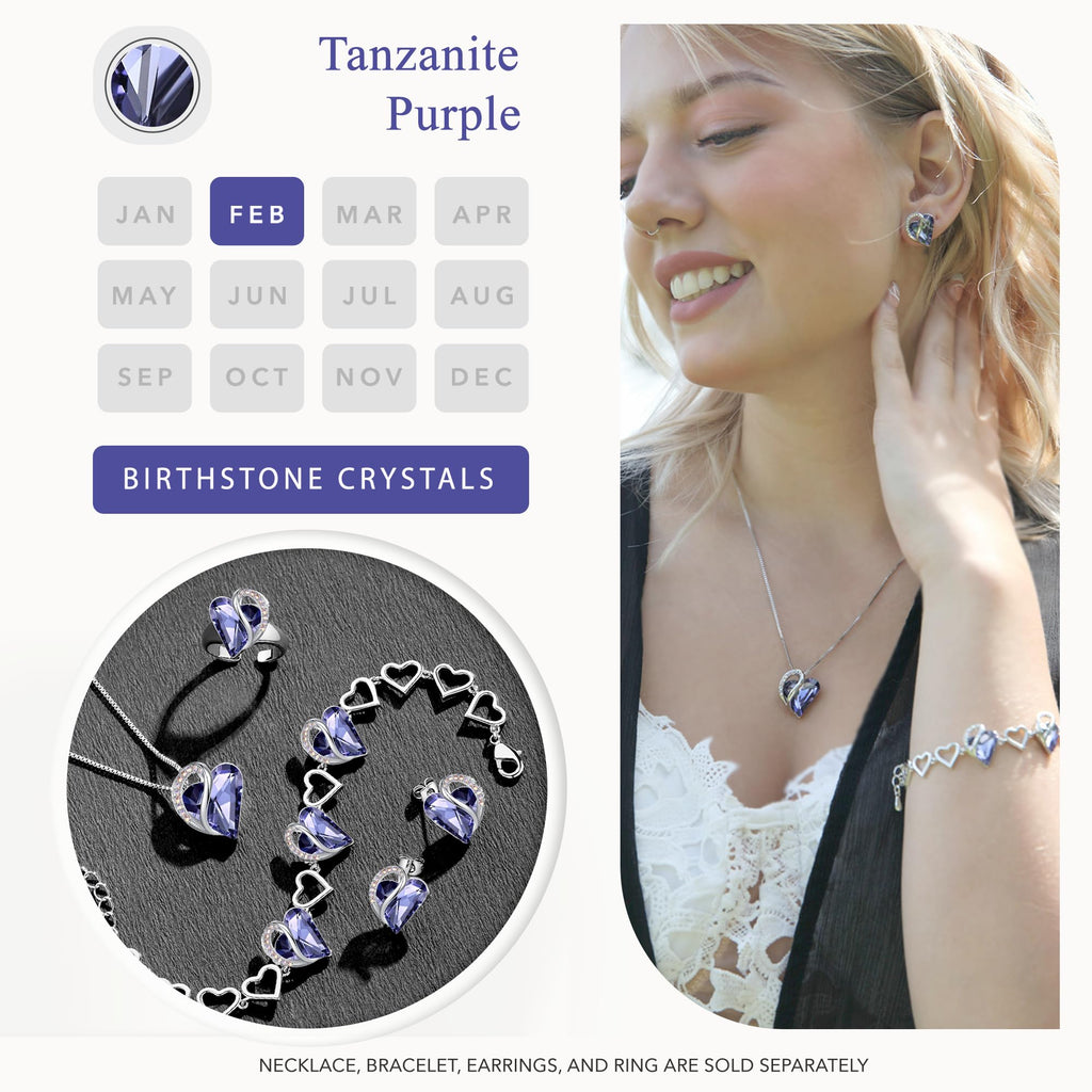 Leafael Infinity Love Heart Stud Earrings for Women, Birthstone and Healing Stone, Gifts for Mom, Wife, and Her, Silver Plated