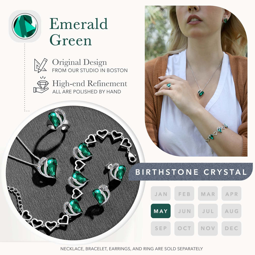Leafael Infinity Love Heart Stud Earrings for Women, Birthstone and Healing Stone, Gifts for Mom, Wife, and Her, Silver Plated